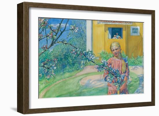 Girl with Apple Blossom, 1914-Carl Larsson-Framed Giclee Print