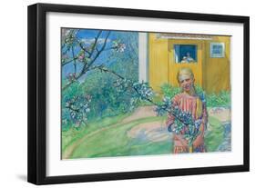 Girl with Apple Blossom, 1914-Carl Larsson-Framed Giclee Print