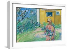 Girl with Apple Blossom, 1914-Carl Larsson-Framed Giclee Print