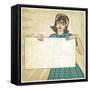 Girl with Banner in Retro Style-natbasil-Framed Stretched Canvas