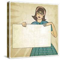 Girl with Banner in Retro Style-natbasil-Stretched Canvas