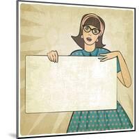 Girl with Banner in Retro Style-natbasil-Mounted Art Print