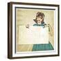 Girl with Banner in Retro Style-natbasil-Framed Art Print