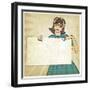 Girl with Banner in Retro Style-natbasil-Framed Art Print