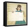 Girl with Banner in Retro Style-natbasil-Framed Stretched Canvas