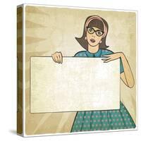 Girl with Banner in Retro Style-natbasil-Stretched Canvas