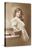 Girl with Basket and Cherries-null-Stretched Canvas