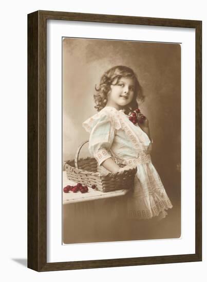 Girl with Basket and Cherries-null-Framed Art Print