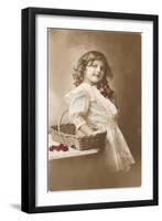 Girl with Basket and Cherries-null-Framed Art Print