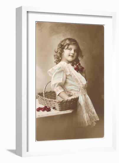 Girl with Basket and Cherries-null-Framed Art Print