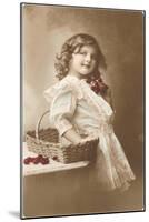 Girl with Basket and Cherries-null-Mounted Art Print