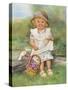 Girl with Basket of Flowers-Dianne Dengel-Stretched Canvas