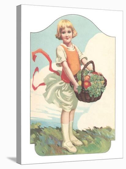 Girl with Basket of Vegetables-null-Stretched Canvas