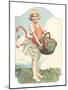 Girl with Basket of Vegetables-null-Mounted Art Print