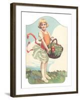 Girl with Basket of Vegetables-null-Framed Art Print