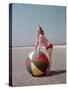 Girl with Beach Ball-Charles Woof-Stretched Canvas