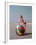 Girl with Beach Ball-Charles Woof-Framed Photographic Print