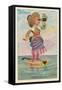 Girl with Binoculars on Floating Banjo-null-Framed Stretched Canvas