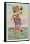 Girl with Binoculars on Floating Banjo-null-Framed Stretched Canvas