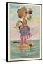 Girl with Binoculars on Floating Banjo-null-Framed Stretched Canvas