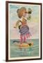 Girl with Binoculars on Floating Banjo-null-Framed Art Print