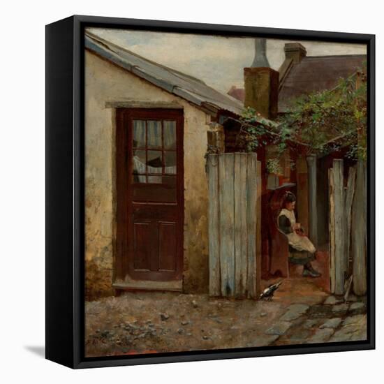 Girl With Bird At the King Street Bakery-Frederick McCubbin-Framed Stretched Canvas