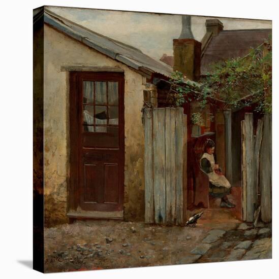 Girl With Bird At the King Street Bakery-Frederick McCubbin-Stretched Canvas