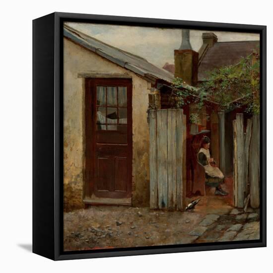 Girl With Bird At the King Street Bakery-Frederick McCubbin-Framed Stretched Canvas