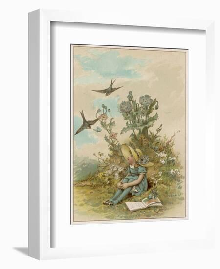 Girl with Birds-M Ellen Edwards-Framed Art Print