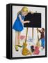 Girl with Blackboard-Clive Uptton-Framed Stretched Canvas