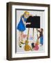 Girl with Blackboard-Clive Uptton-Framed Giclee Print