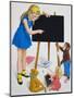 Girl with Blackboard-Clive Uptton-Mounted Giclee Print