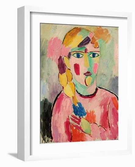 Girl with Blue Eyes and a Plait (Maedchen Mit Blauen Augen Und Einem Zopf), C. 1916-Alexej Von Jawlensky-Framed Giclee Print