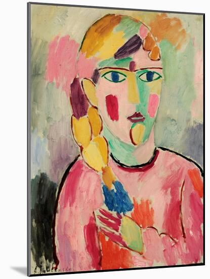 Girl with Blue Eyes and a Plait (Maedchen Mit Blauen Augen Und Einem Zopf), C. 1916-Alexej Von Jawlensky-Mounted Giclee Print