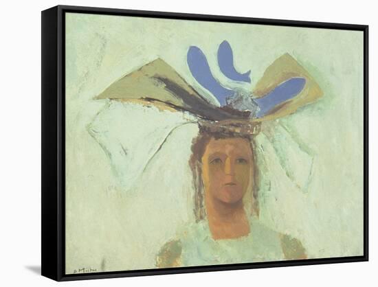 Girl with Blue Fish-David Alan Redpath Michie-Framed Stretched Canvas