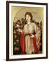 Girl with Book with Roses Behind-Edward Burne-Jones-Framed Giclee Print