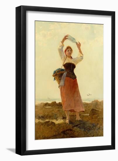 Girl with Bottle Post watercolor-Hector Caffieri-Framed Giclee Print