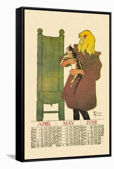 Girl with Cat-Edward Penfield-Framed Stretched Canvas