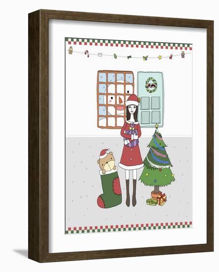 Girl with Christmas Decoration-null-Framed Giclee Print