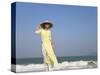 Girl with Conical Hat on the Beach, Vietnam-Keren Su-Stretched Canvas
