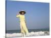 Girl with Conical Hat on the Beach, Vietnam-Keren Su-Stretched Canvas