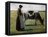 Girl with Cow, 19th Century-Max Liebermann-Framed Stretched Canvas