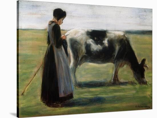 Girl with Cow, 19th Century-Max Liebermann-Stretched Canvas