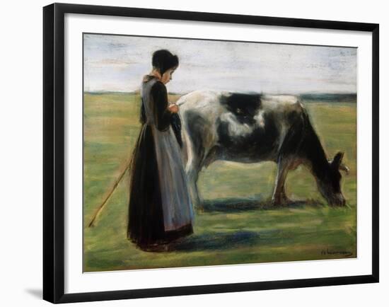 Girl with Cow, 19th Century-Max Liebermann-Framed Giclee Print