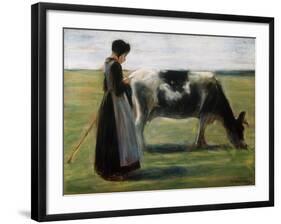 Girl with Cow, 19th Century-Max Liebermann-Framed Giclee Print