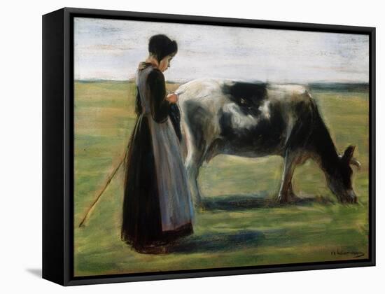 Girl with Cow, 19th Century-Max Liebermann-Framed Stretched Canvas