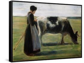 Girl with Cow, 19th Century-Max Liebermann-Framed Stretched Canvas