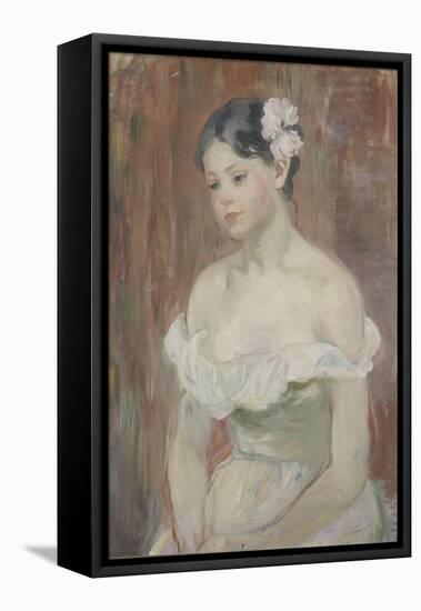 Girl with Decollete (The Flower in Hai)-Berthe Morisot-Framed Stretched Canvas