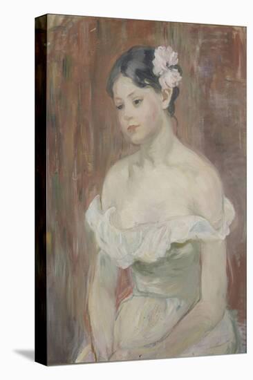 Girl with Decollete (The Flower in Hai)-Berthe Morisot-Stretched Canvas