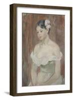 Girl with Decollete (The Flower in Hai)-Berthe Morisot-Framed Giclee Print
